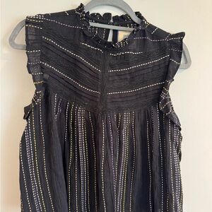 Anthropologie Black and Purple Striped Blouse